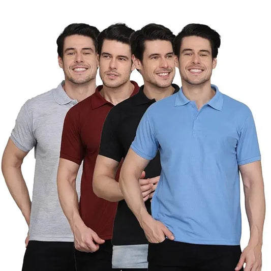 Pack of 3 Premium Polo Neck T-Shirts for Men | Multicolor Combo